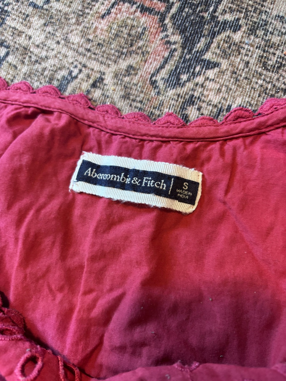 A&F Eyelet Spaghetti Strap Top in Deep Raspberry - Picture 4 of 4